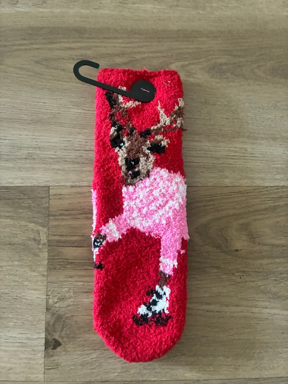 Old Navy Kids Fuzzy Reindeer Slipper Socks Red Holiday Non Slip NWT